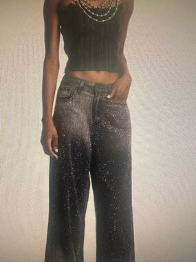 innovare denim pants Chobin Rhinestone Hayley Jeans In Black